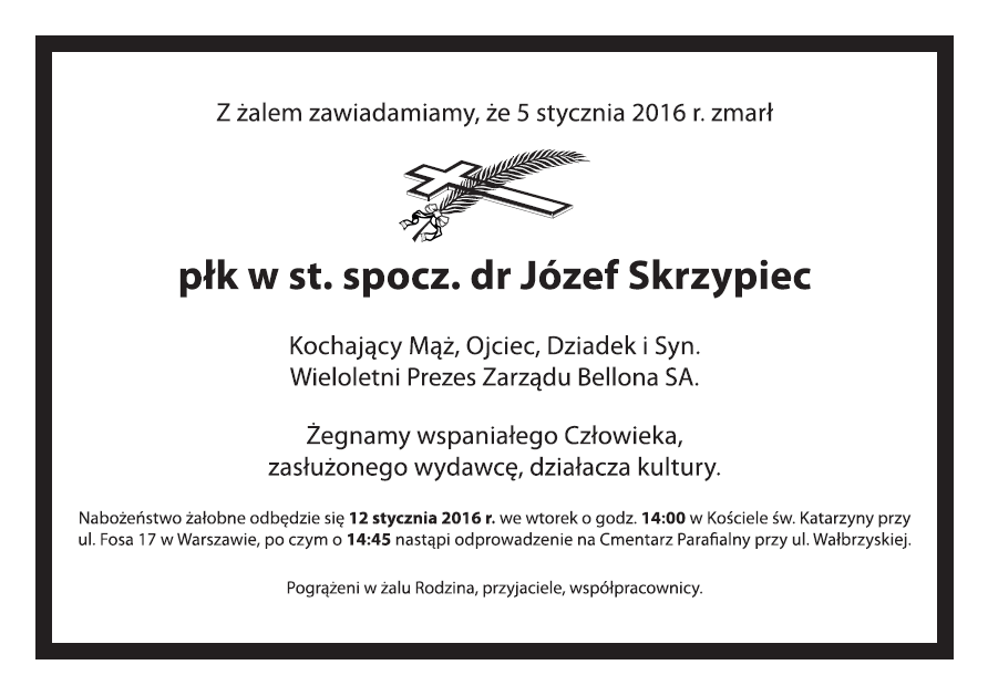 nekrolog józef skrzypiec
