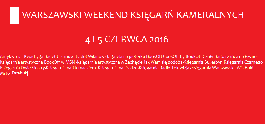 warszawski weekend księgarń kameralnych