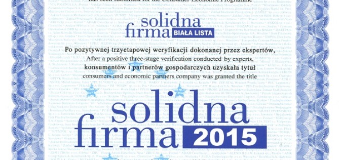 Firma Księgarska Olesiejuk SOLIDNĄ FIRMĄ 2015