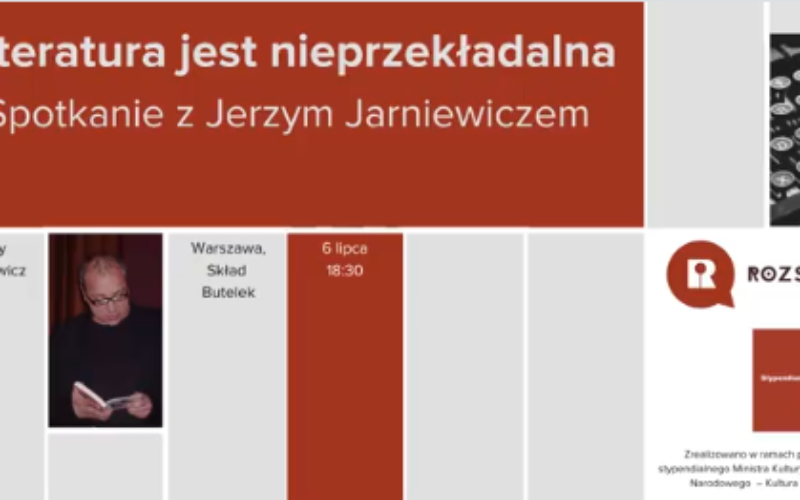 Literatura jest nieprzekładalna – spotkanie z Jerzym Jarniewiczem