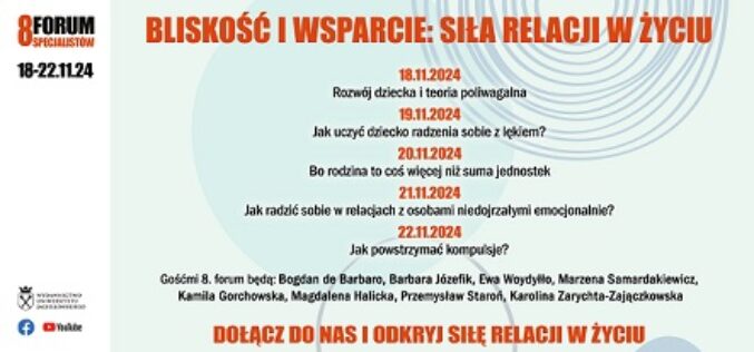 Bliskość i wsparcie: siła relacji w życiu – 8. Forum Specjalistów Wydawnictwa UJ