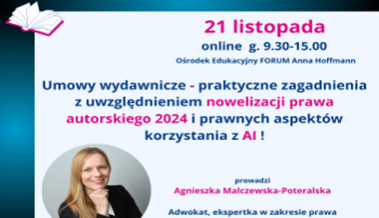 SZKOLENIE dla WYDAWCÓW 21 listopada ONLINE!