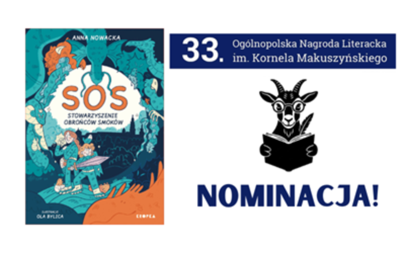 „SOS. Stowarzyszenie Obrońców Smoków”, z nominacją do Nagrody im. Kornela Makuszyńskiego!