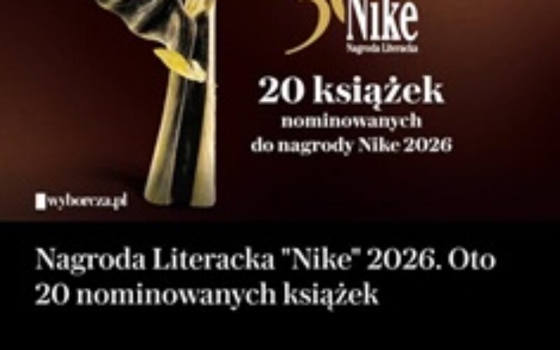 Nominacje do Nagrody Literackiej Nike 2026